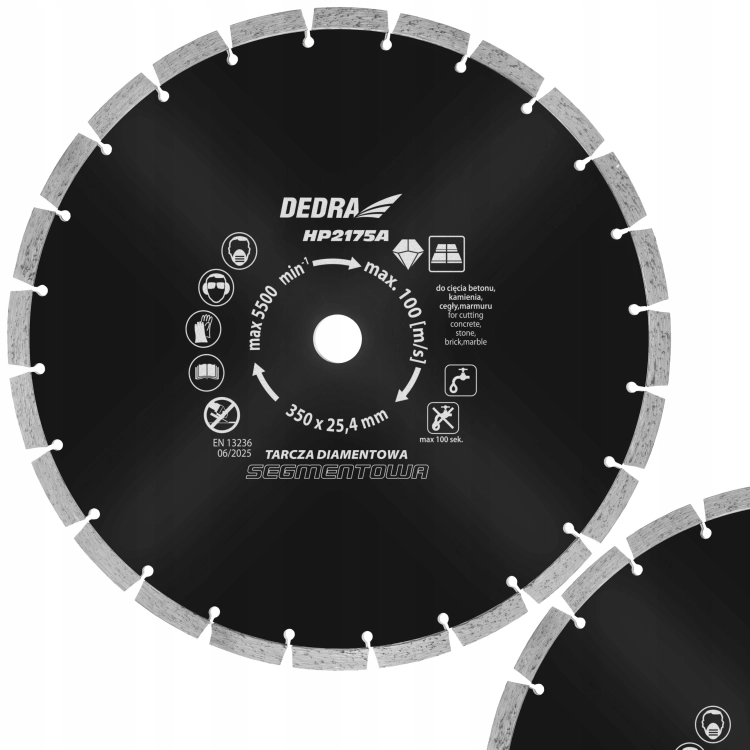 TARCZA DIAMENTOWA DO CIĘCIA BETONU KAMIENIA CEGŁY SEGMENTOWA 350X25,4MM