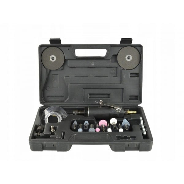 GEKO KOMPLET SZLIFIERKA PNEUMATYCZNA TRZPIENIOWA 75MM Z AKCESORIAMI G03142