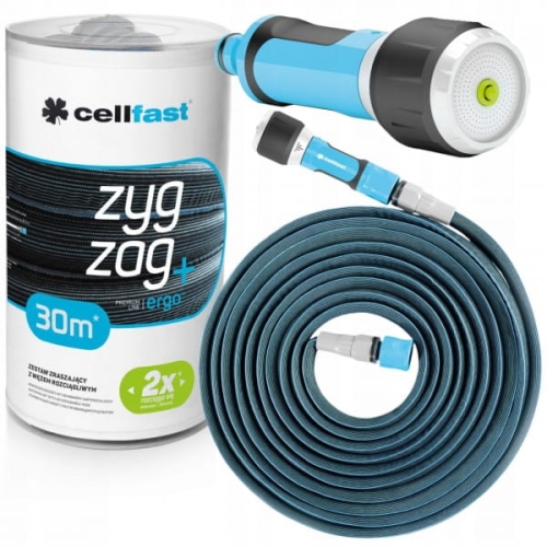 CELLFAST WĄŻ ROZCIĄGLIWY ZYG ZAG 30M W ZESTAWIE