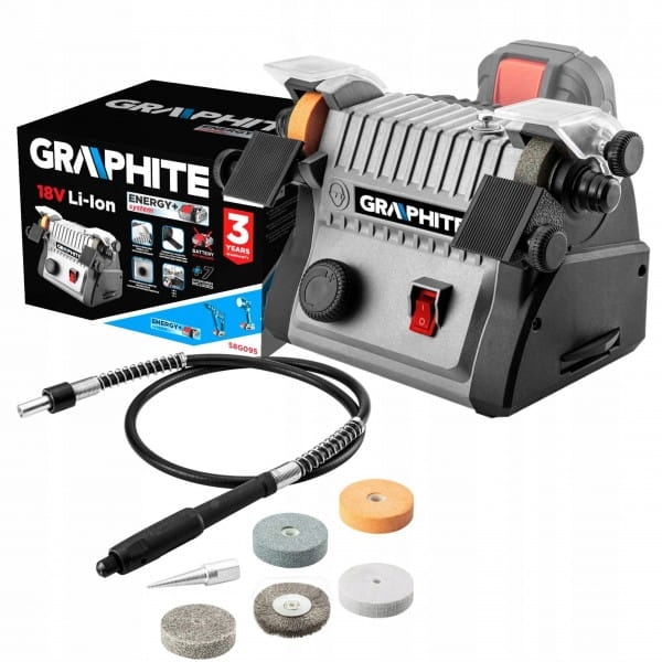 GRAPHITE MINI SZLIFIERKA STOŁOWA AKUMULATOROWA 3W1