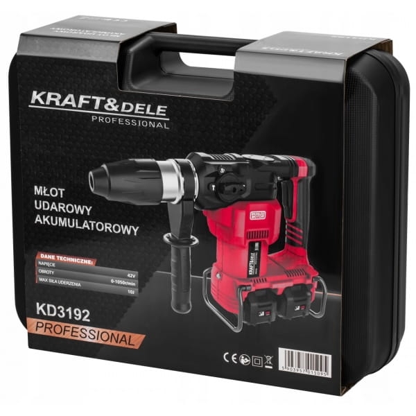 MŁOT UDAROWY AKUMULATOROWY 42V 10J BEZSZCZOTKOWY 2XAKUMULATOR 4AH+AKCESORIA