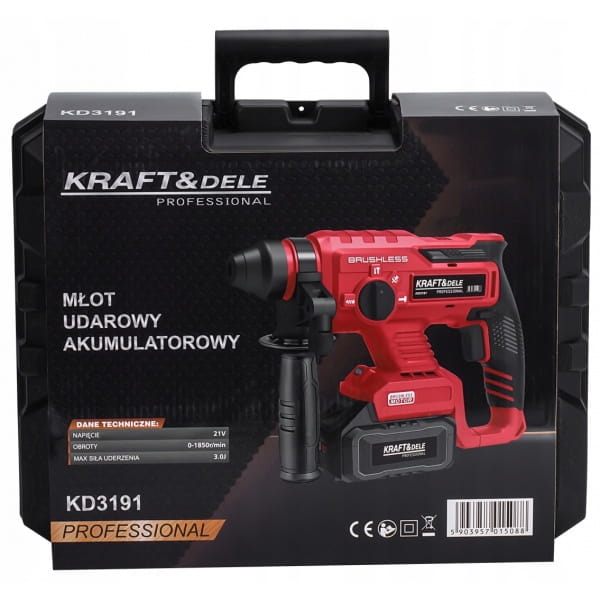 MŁOT UDAROWY AKUMULATOROWY 21V 3J BEZSZCZOTKOWY 2X AKUMULATOR 4AH MOCNY