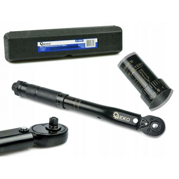 GEKO KLUCZ DYNAMOMETRYCZNY 1/4" 5-25NM BLACK HD 270MM WALIZKA G10067
