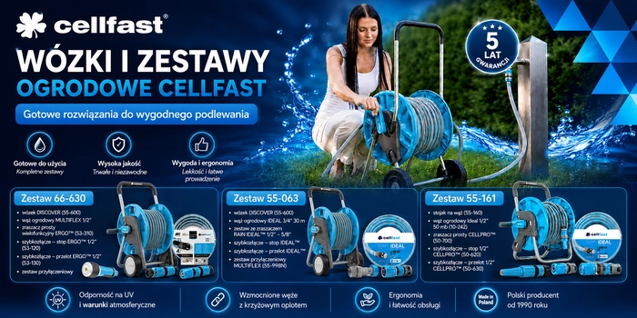 Zestawy Cellfast DISCOVER  + wąż ogrodowy +  zraszacz prosty