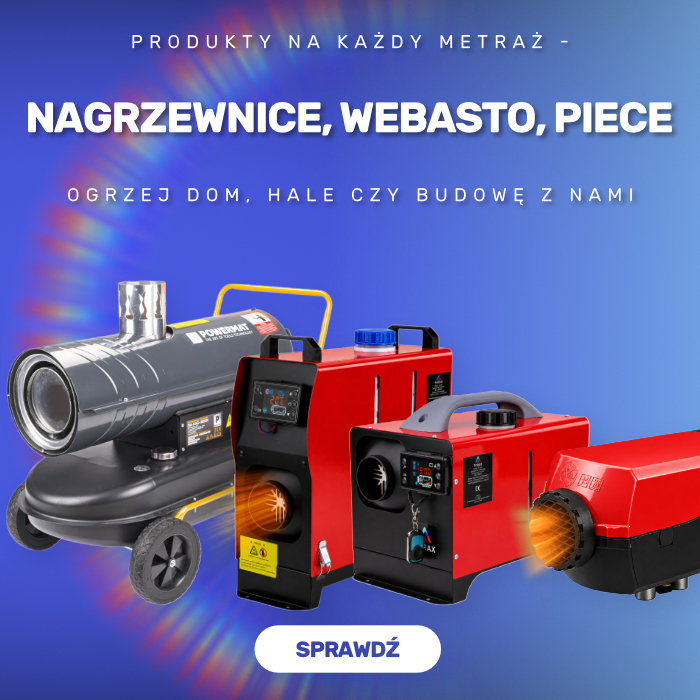 Nagrzewnice, piece, grzejniki, promienniki, webasto do hali domu i dubowy