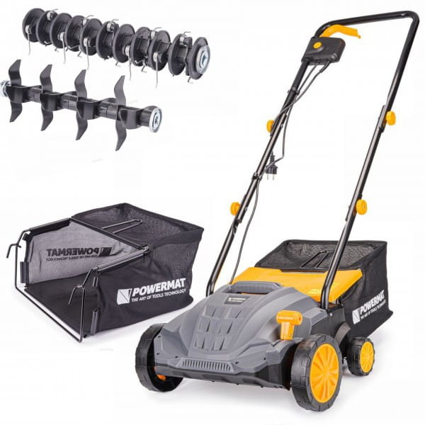 AERATOR WERTYKULATOR ELEKTRYCZNY Z KOSZEM 3W1 2550W WERTYKULACJA 38CM WAŁKI