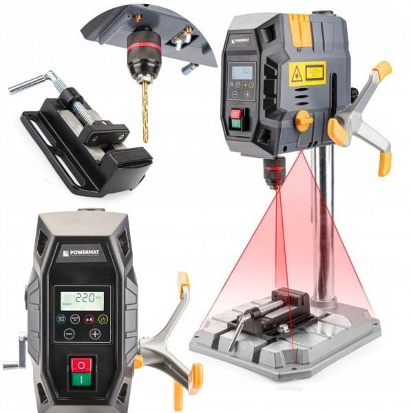 WIERTARKA STOŁOWA SŁUPOWA KOLUMNOWA 1000W LASER LCD+ IMADŁO POWERMAT
