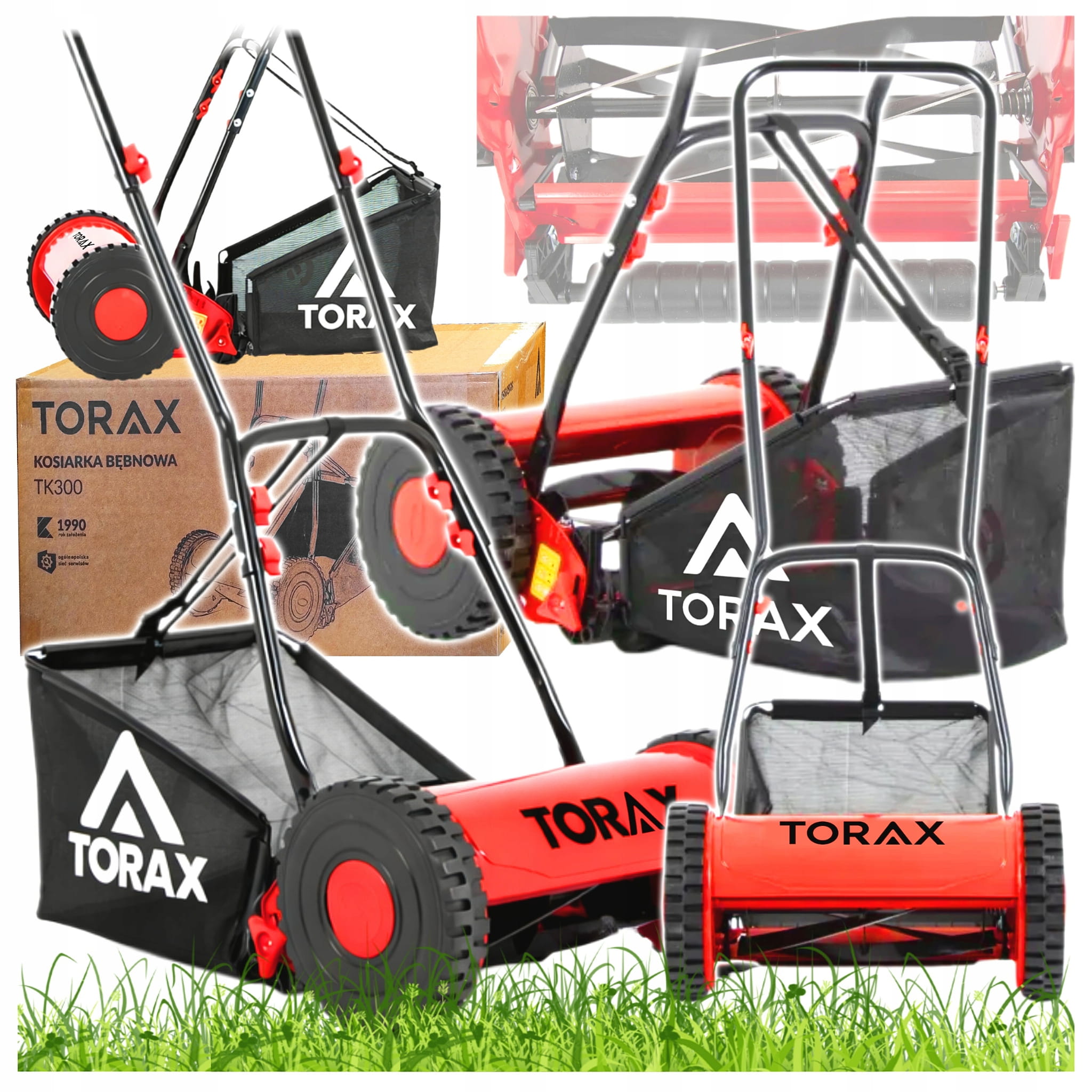 KOSIARKA RĘCZNA PCHANA MECHANICZNA BĘBNOWA TORAX TK300 + KOSZ 30CM 14-47 MM