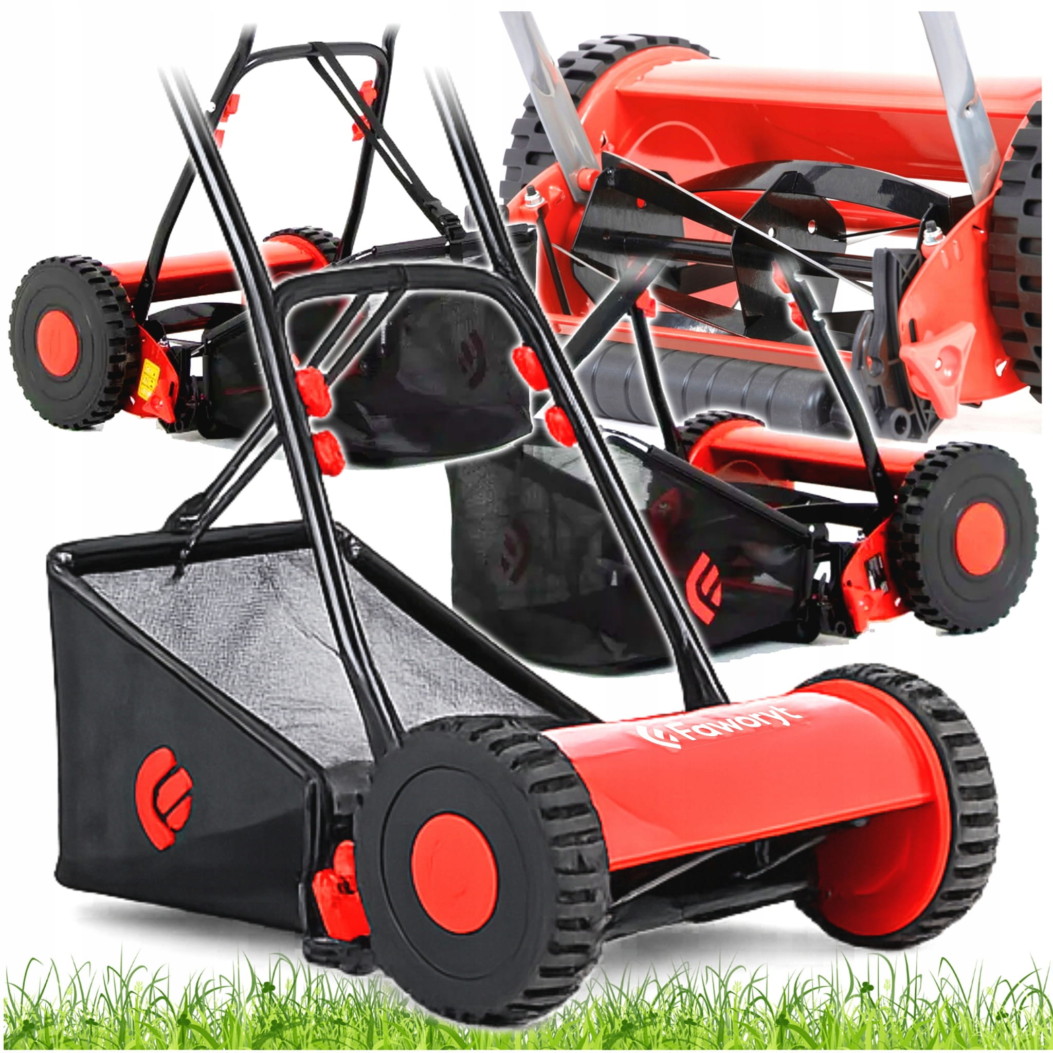 KOSIARKA RĘCZNA PCHANA MECHANICZNA BĘBNOWA TKR300 Z KOSZEM 30CM 14-47 MM