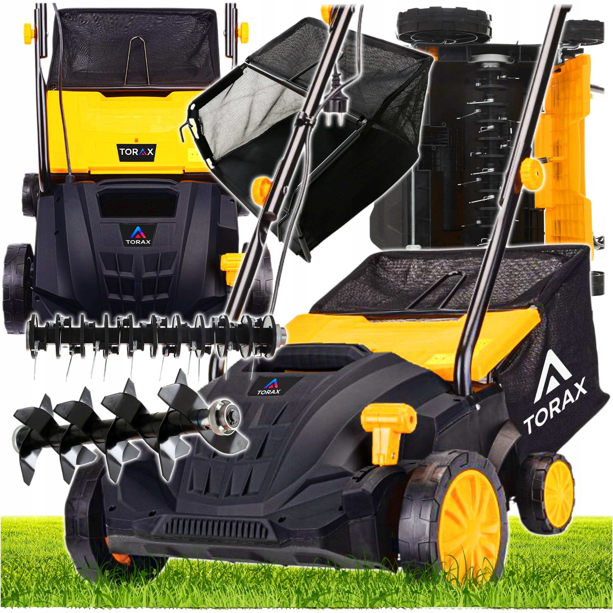AERATOR ELEKTRYCZNY AERATOR WERTYKULATOR TRAWY 3W1 REGULACJA 30L KOSZ 2800W