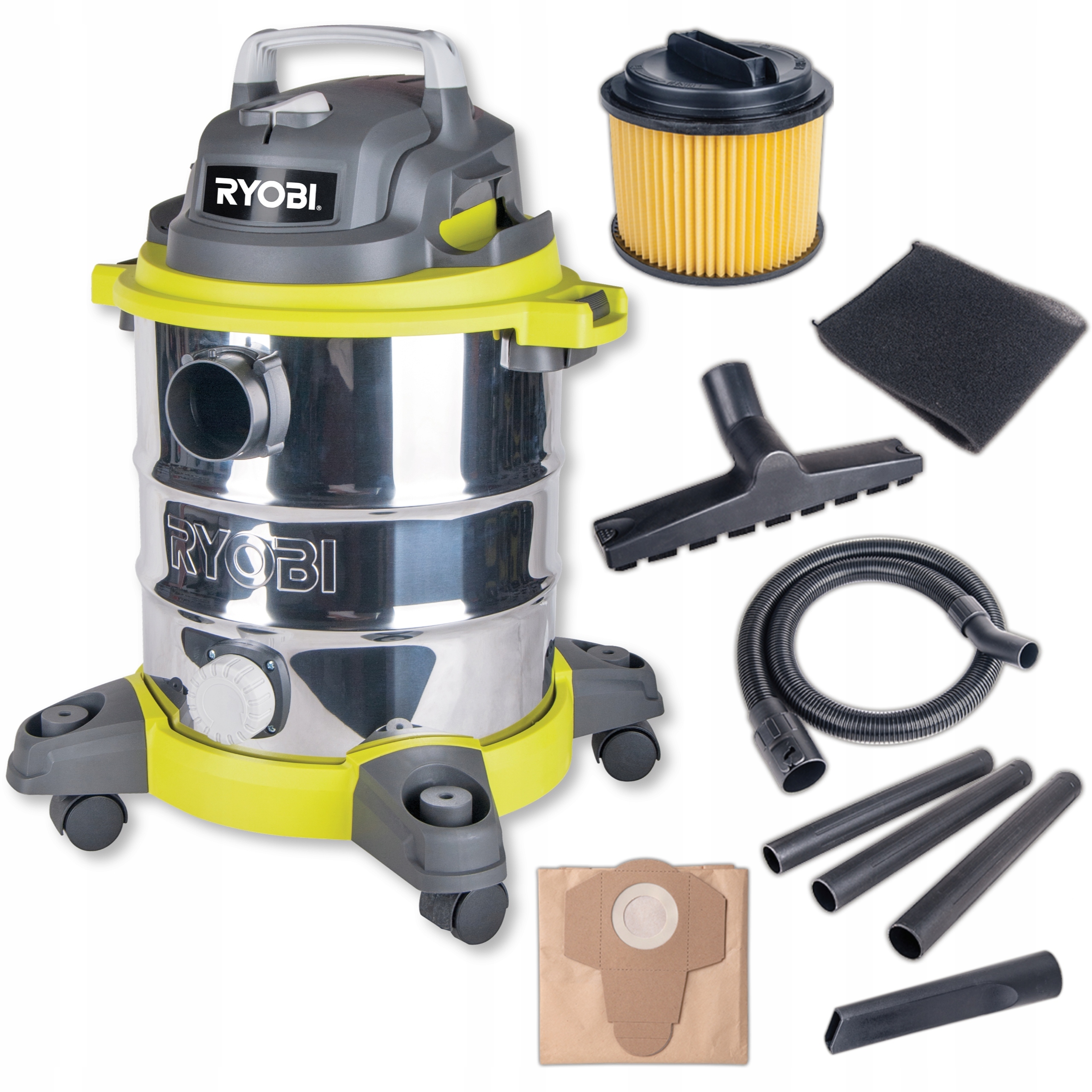 RYOBI ODKURZACZ 1250W NA MOKRO I NA SUCHO 20L +AKCESORIA RVC-1220I-G