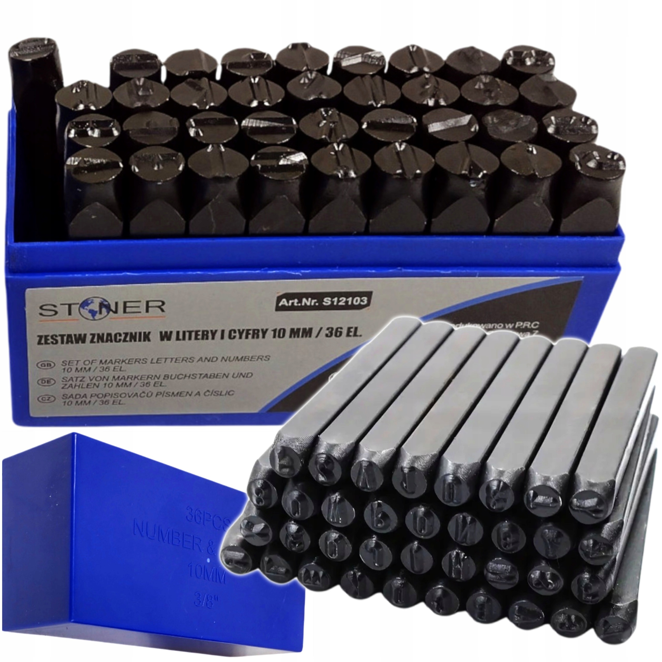NUMERATORY WYBIJAKI ZNACZNIKI LITERY CYFRY STEMPLE STAL 10MM 36 ELEMENTÓW