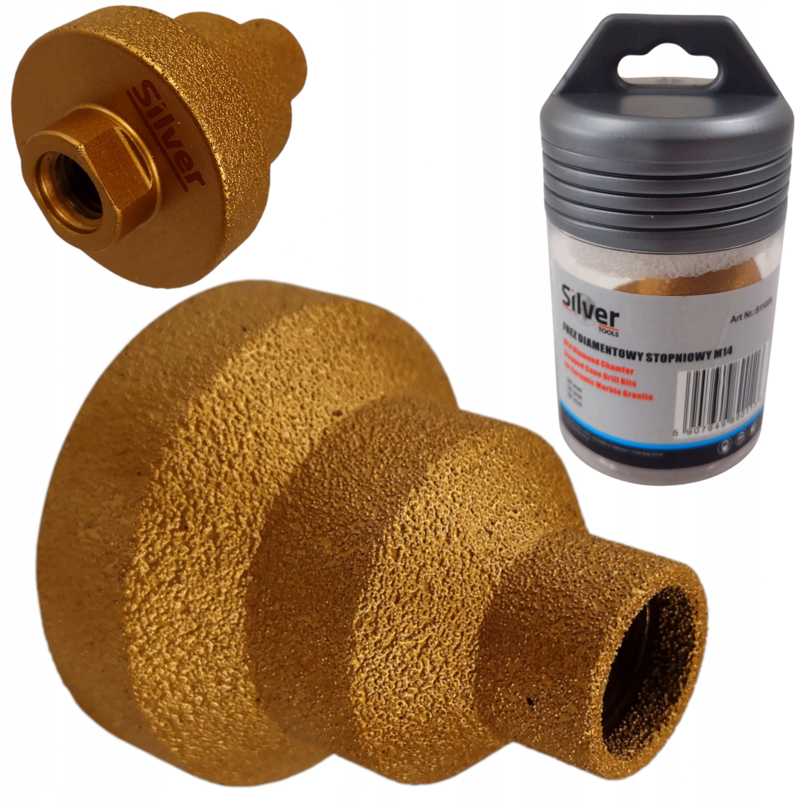 FREZ DIAMENTOWY STOPNIOWY 20-35-50 mm M14 DO GRESU PŁYTEK SILVER S11859