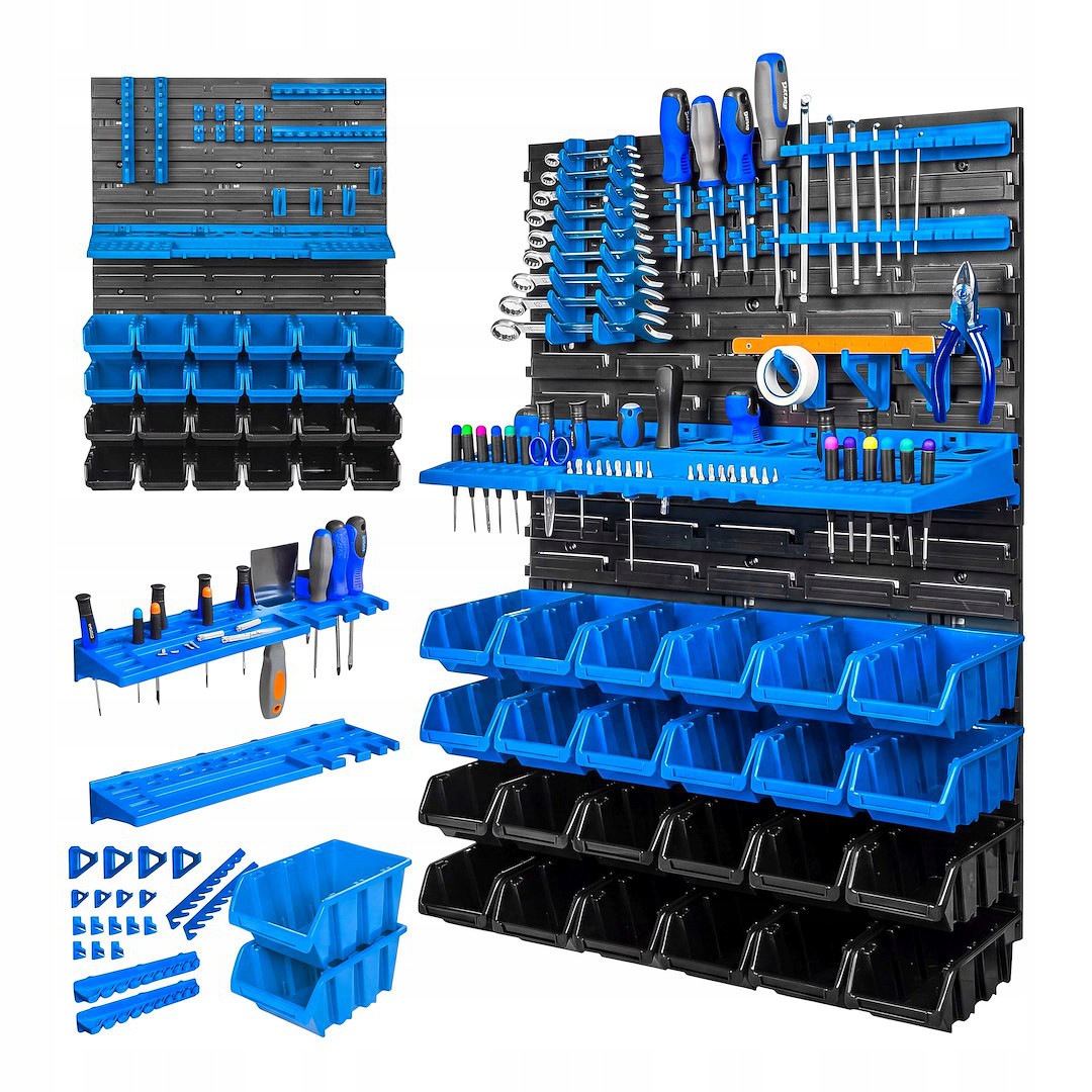 GEKO ŚCIANKA NARZĘDZIOWA 576X780MM 47 ELEMENTÓW 2 PANELE KUWETY ORGANIZERY