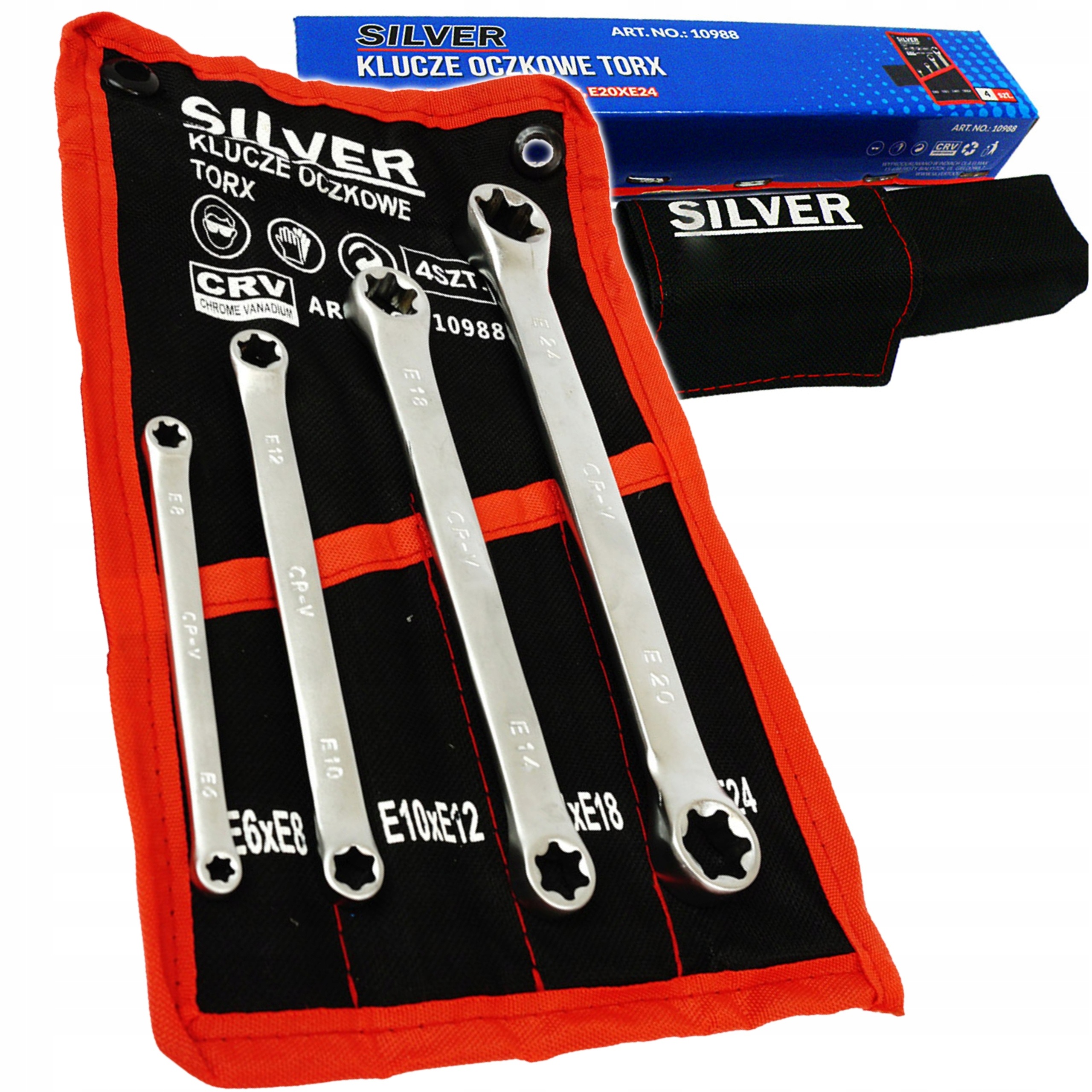 KLUCZ KLUCZE OCZKOWE TORX ZESTAW 4SZT E6-E24 ETUI PŁACHTA KOMPLET S10988