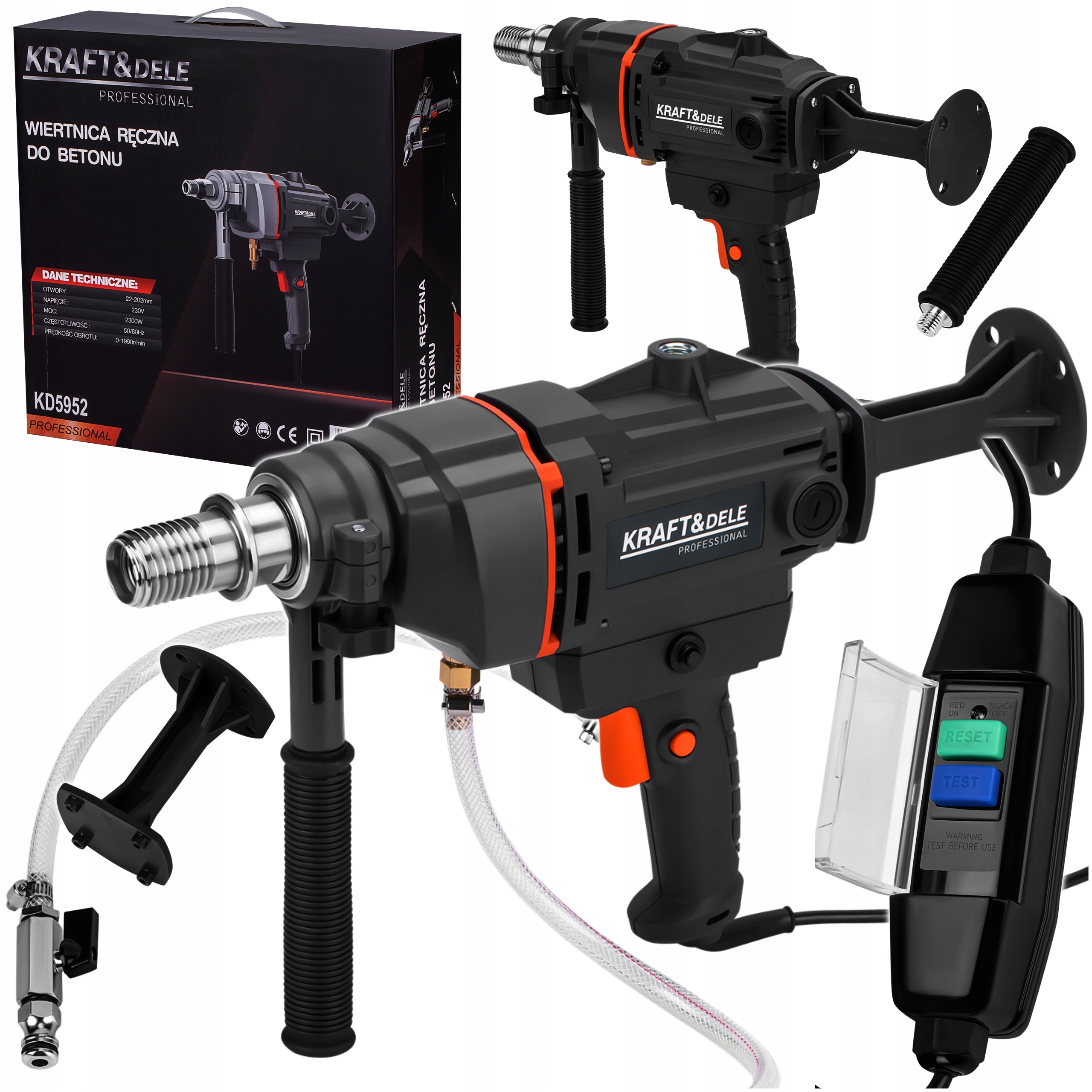 WIERTNICA DO BETONU 2300W 1990 RPM CHŁODZENIE WODĄ O202MM OTWORNICA KD5952
