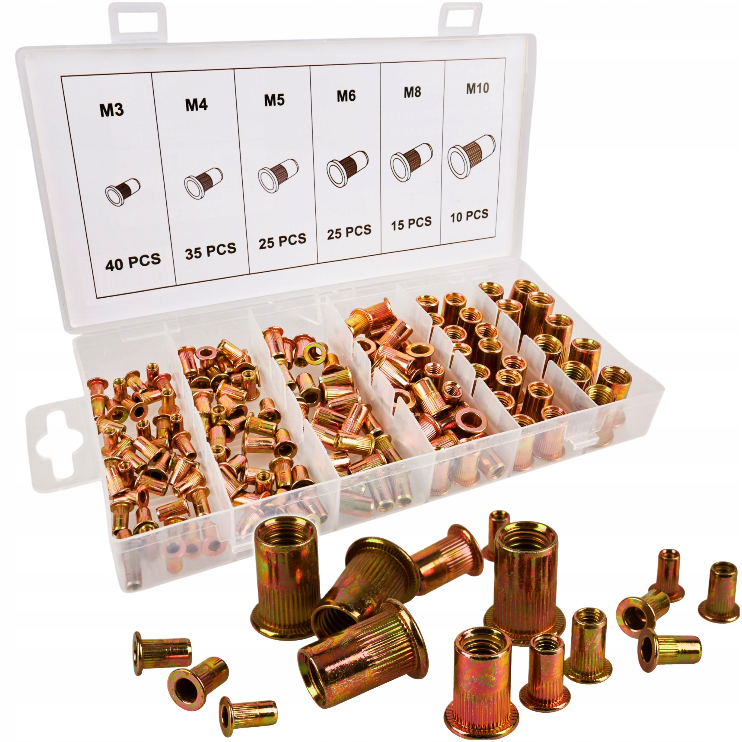 KRAFT&amp;DELE ZESTAW NITONAKRĘTEK STALOWYCH M3-M10 150 SZT. ORGANIZER KD12676
