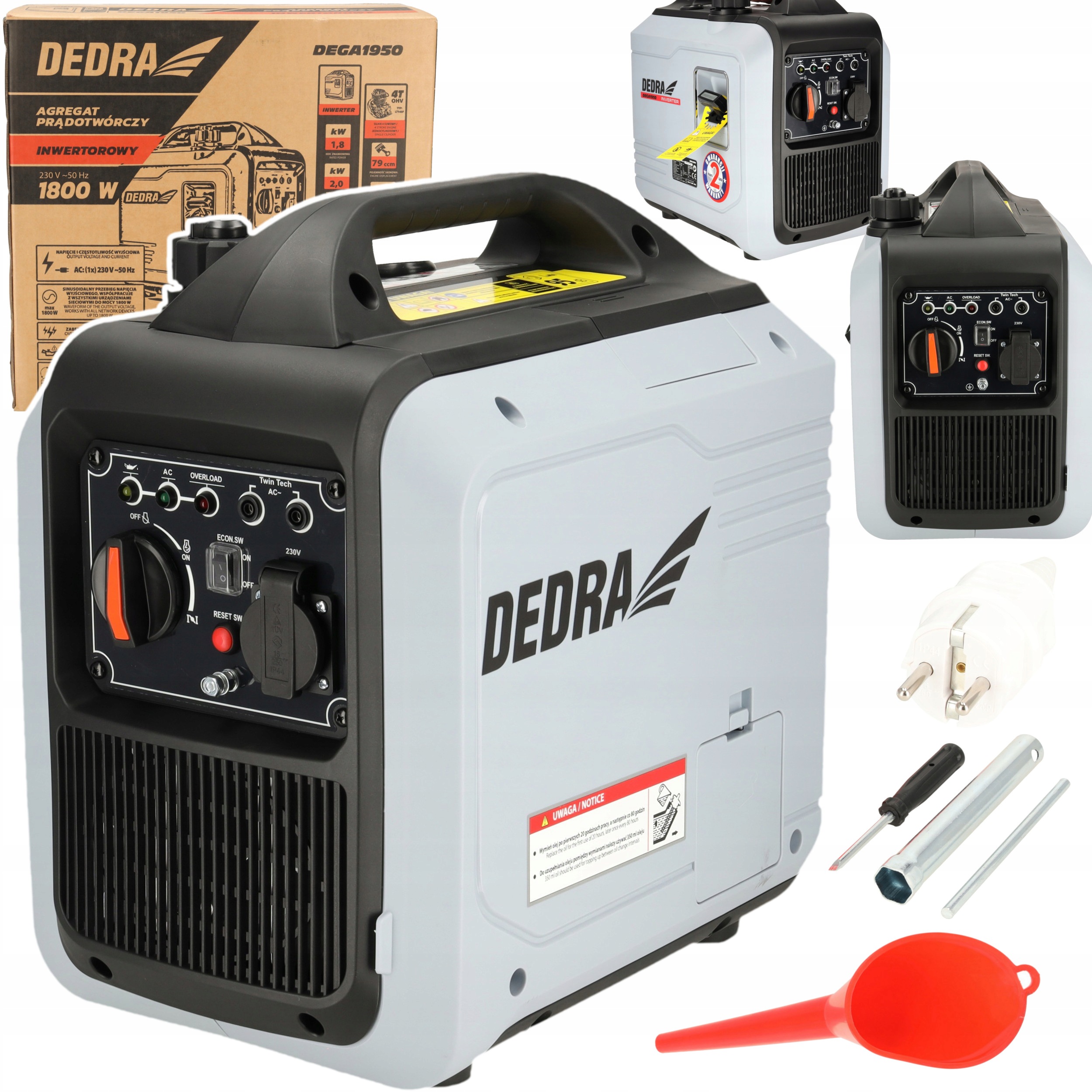 AGREGAT PRĄDOTWÓRCZY INWERTOROWY CICHY GENERATOR PRĄDU 2KW 79CM3 DEDRA