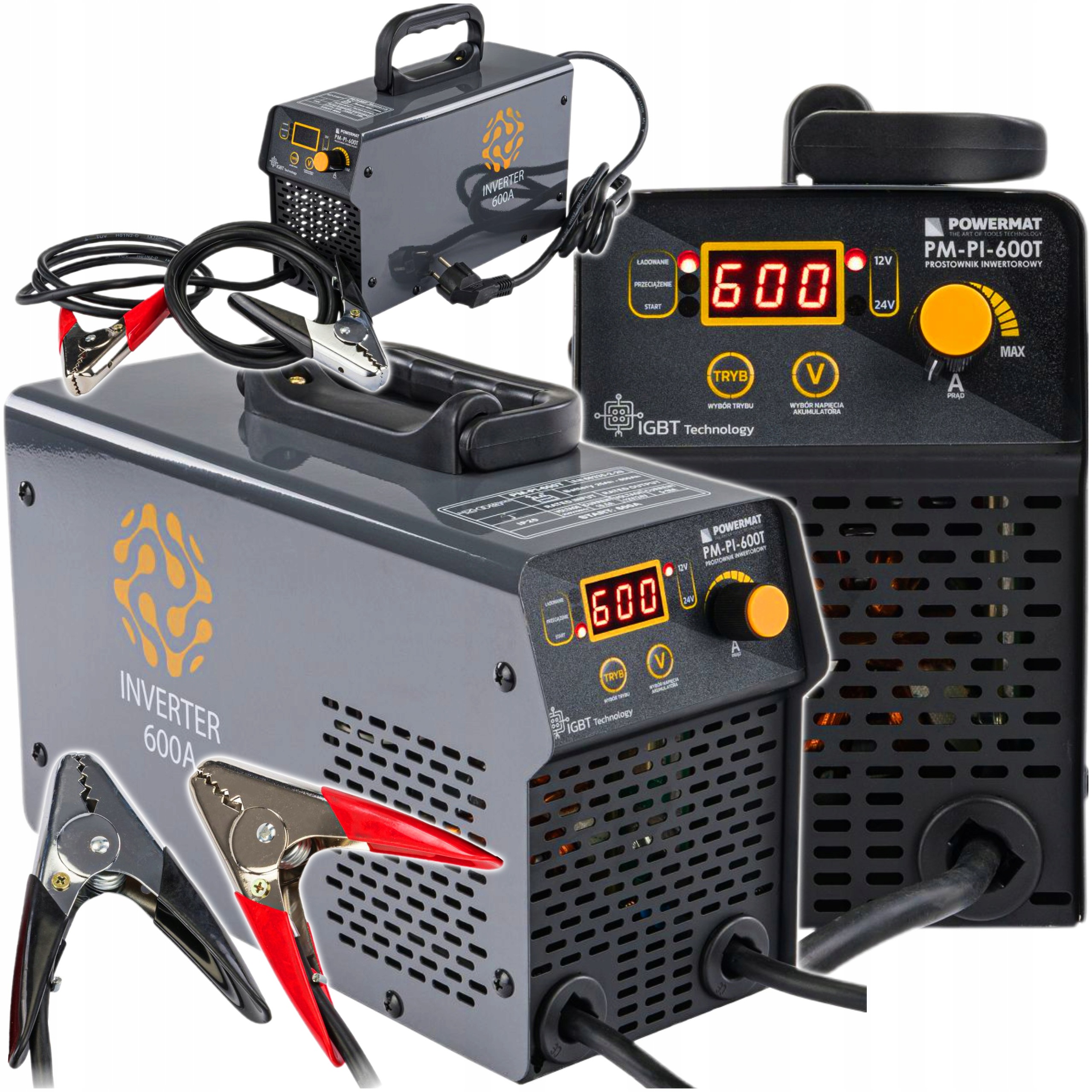 PROSTOWNIK AKUMULATOROWY INWERTOROWY Z ROZRUCHEM 600A 12/24 V ŁADOWARKA 80A