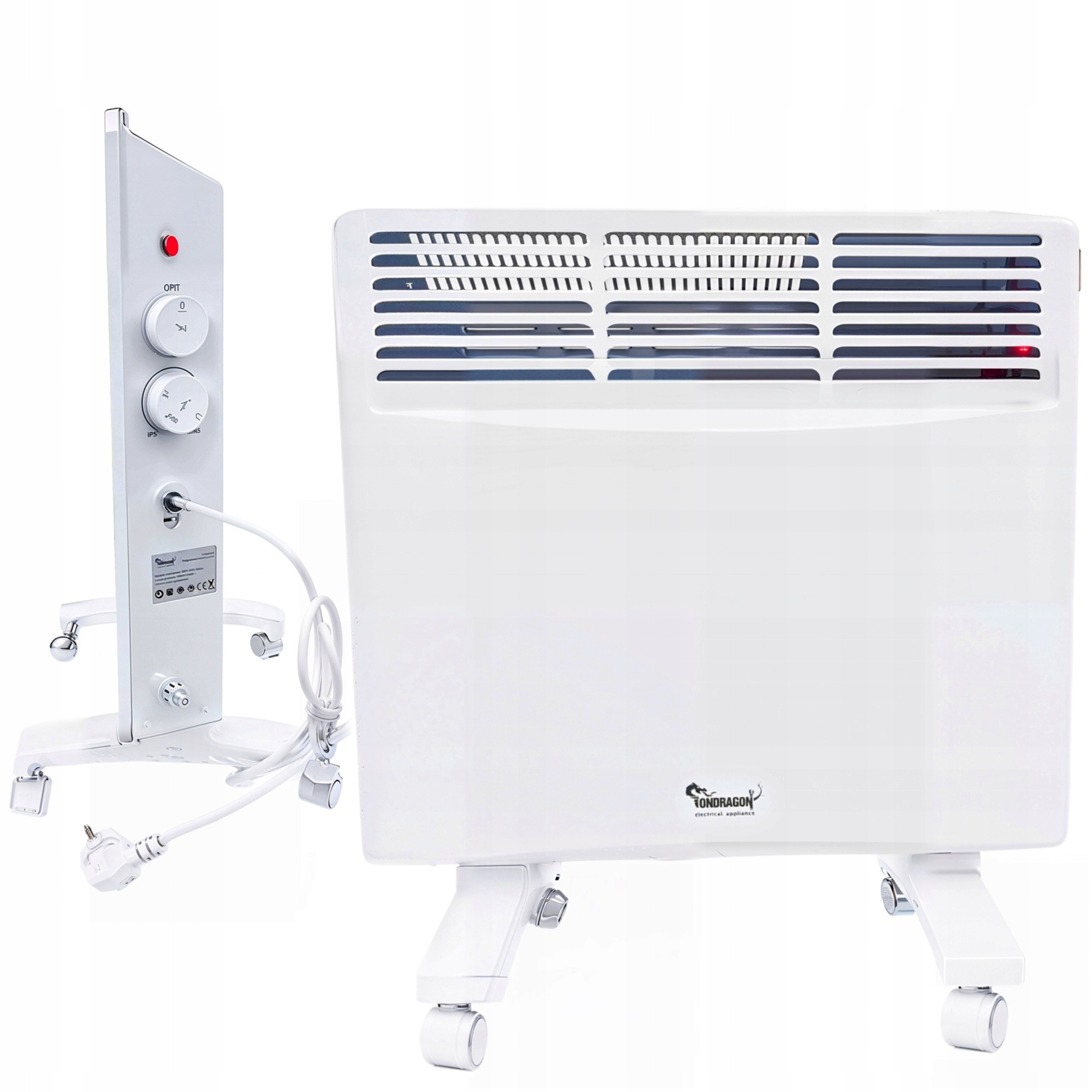 GRZEJNIK ELEKTRYCZNY ALUMINIOWY KONWEKTOROWY MOCNY 1750W ŚCIENNY +KÓŁKA 2W1