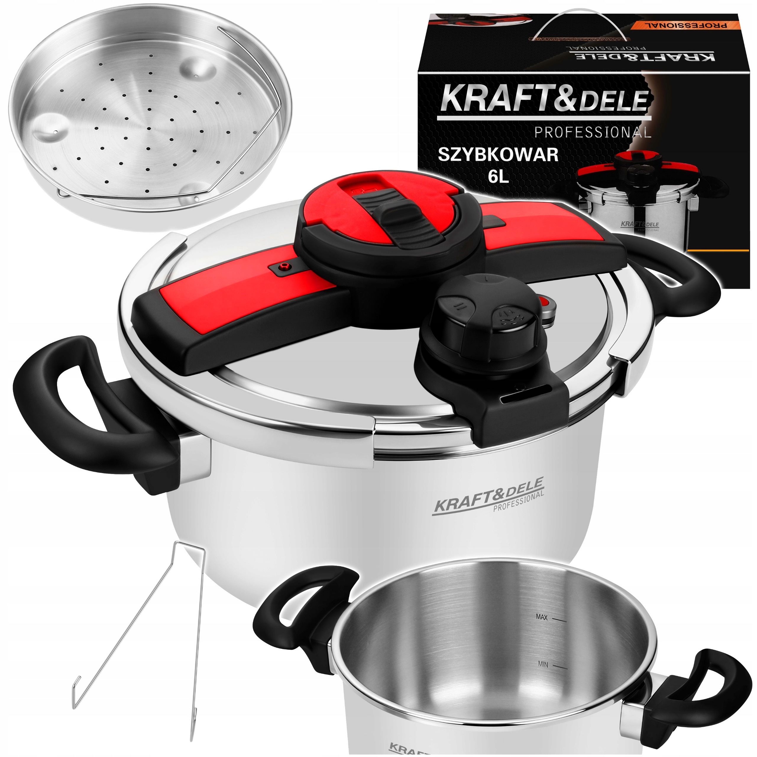 SZYBKOWAR 6L 22CM 60-100 kPa + WŁKAD GOTOWANIE NA PARZE KRAFT&amp;DEL E KD4298