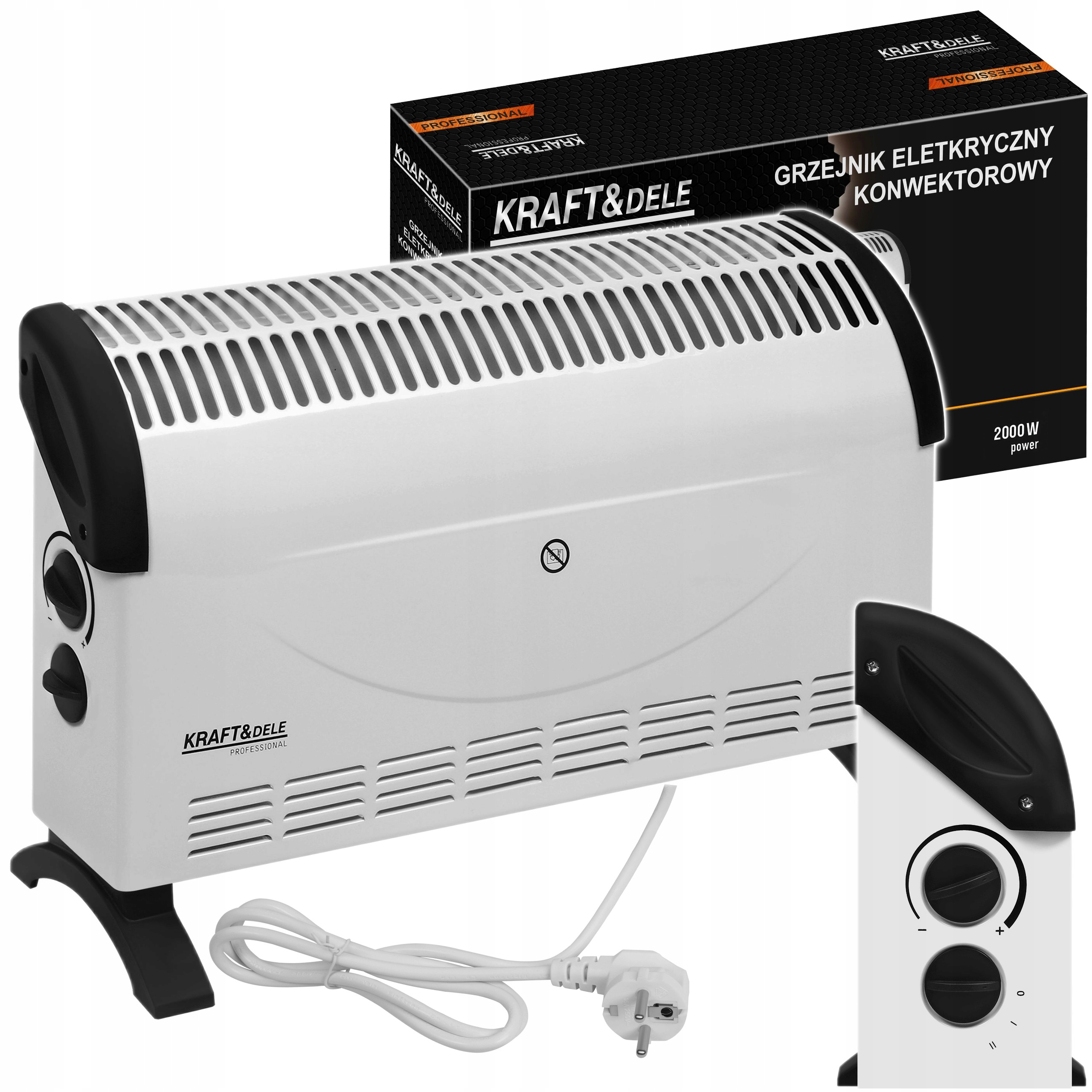 GRZEJNIK ELEKTRYCZNY KONWEKTOROWY TERMOSTAT 2000W REGULACJA 5-37°C KD6517