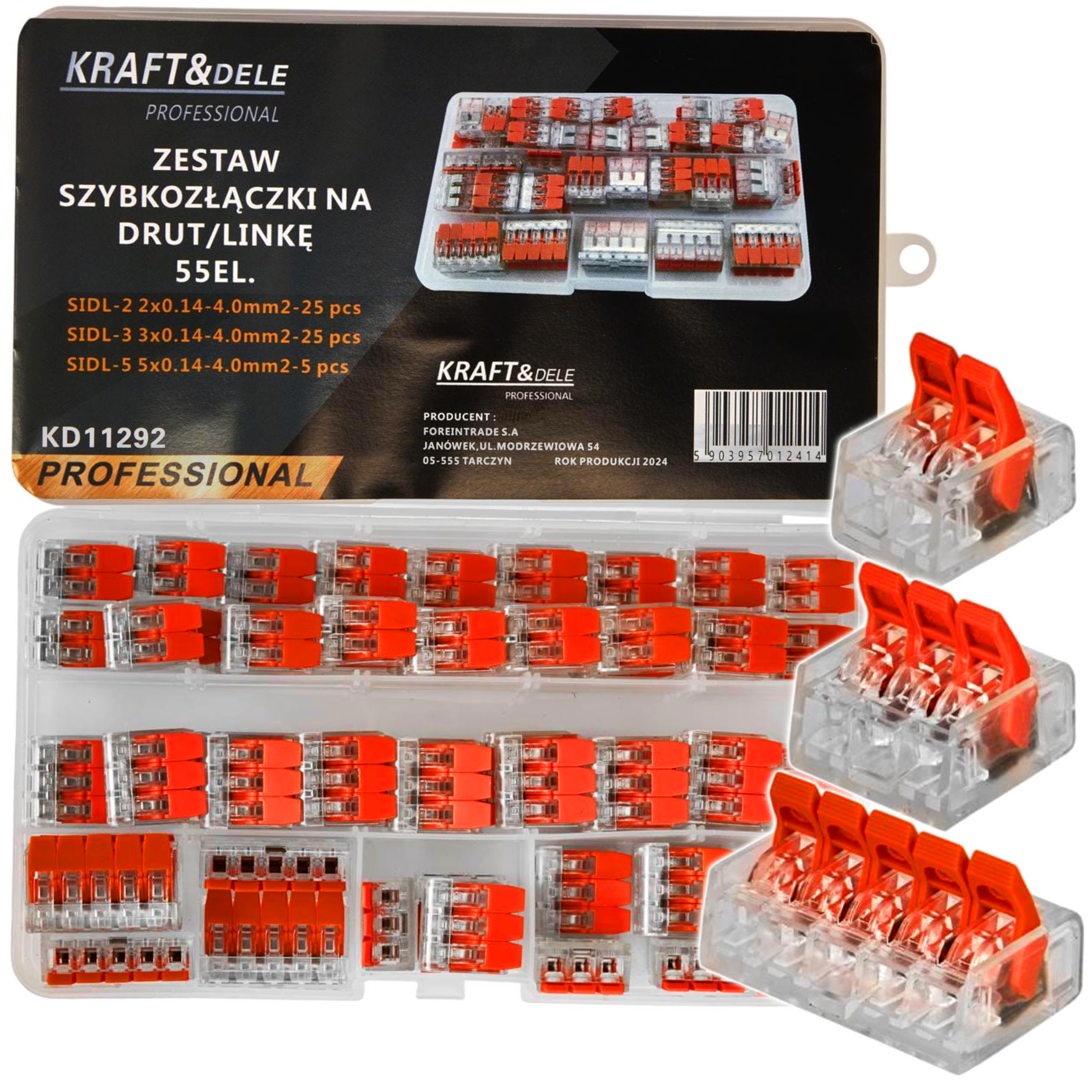 ZESTAW SZYBKOZŁĄCZKI 55szt SIDL-2 SIDL-3 SIDL-5 ORGANIZER KRAFTDELE KD11292