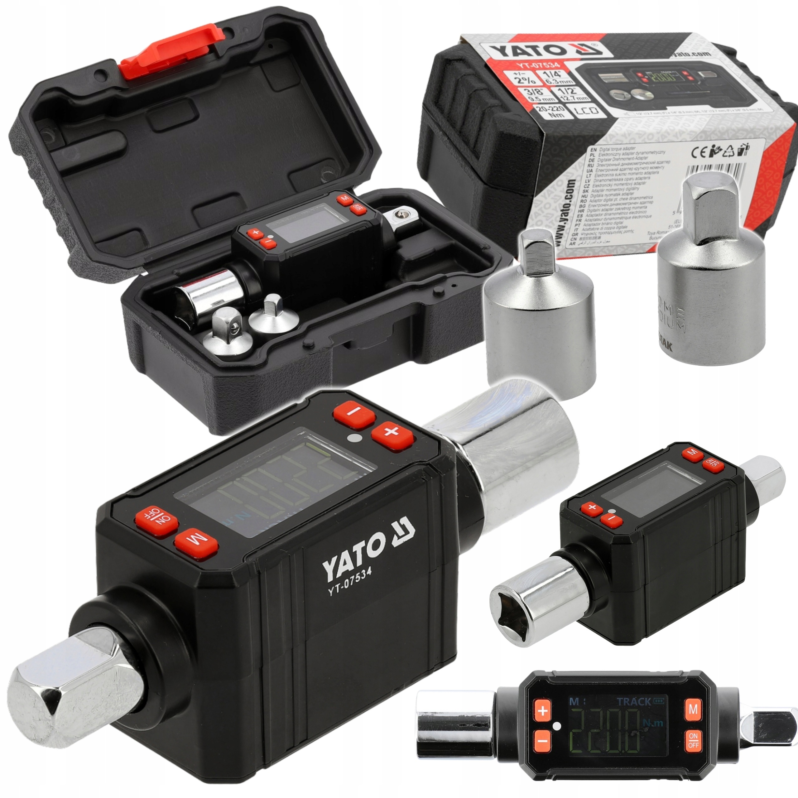 ADAPTER DYNAMOMETRYCZNY ELEKTRONICZNY LCD 1/2 20-200NM TRYB PEAK/TRACK YATO