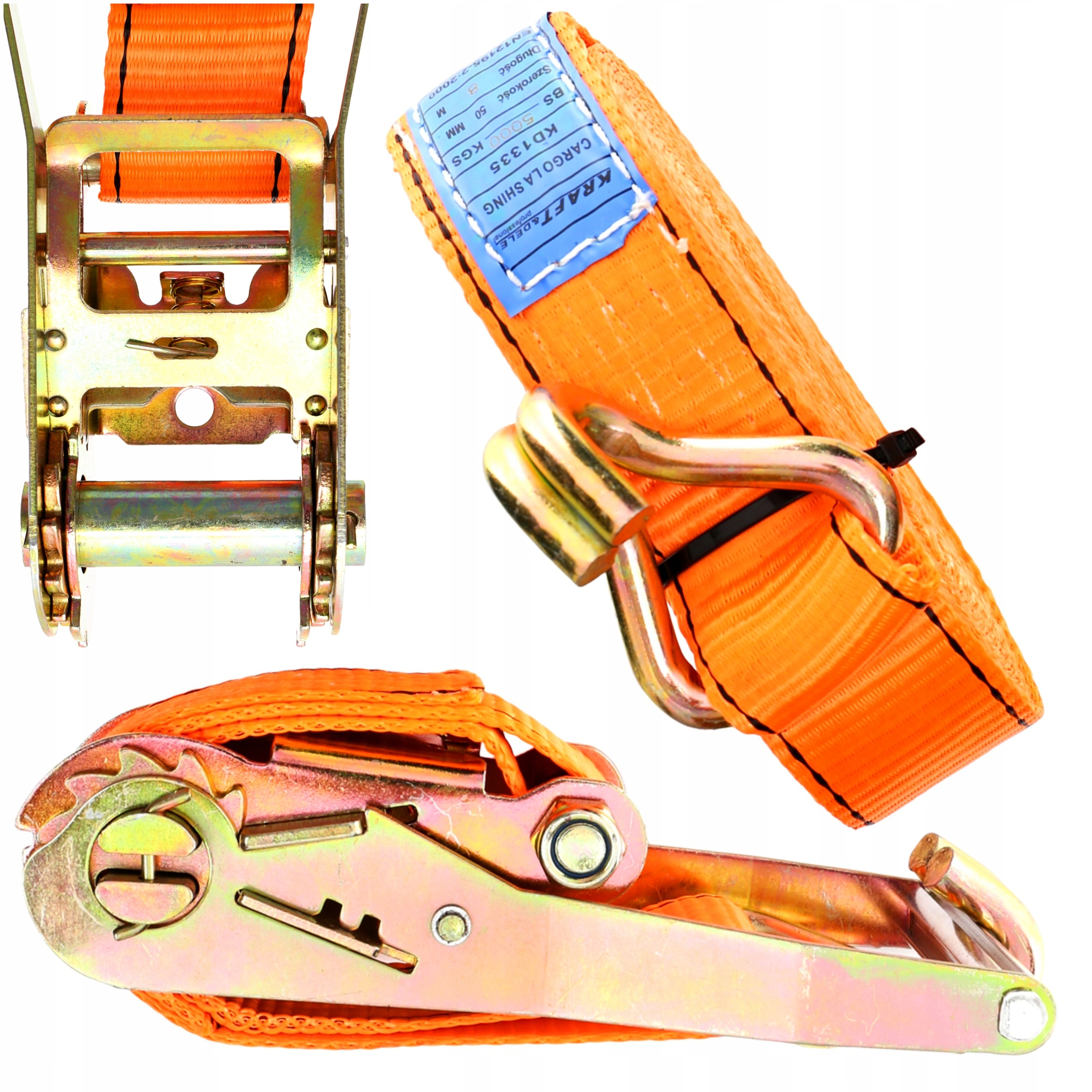 PAS TRANSPORTOWY DWUPUNKTOWY Z NAPINACZEM MOCNY DO LAWETY 8M 50MM 5T KD1335