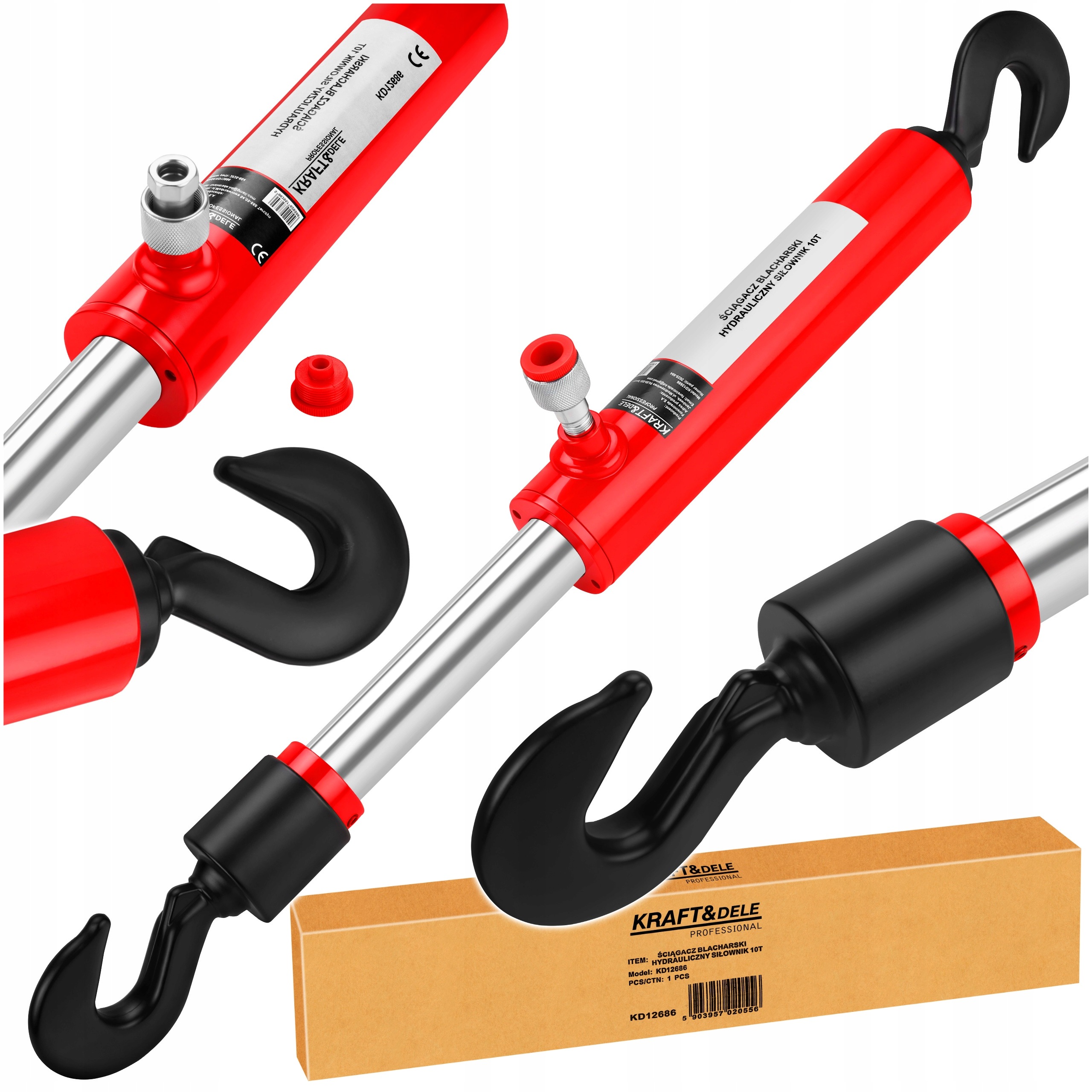 ŚCIĄGACZ BLACHARSKI HYDRAULICZNY SIŁOWNIK 10000kg 540-670mm HAKI KD12686