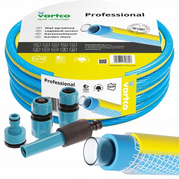 WĄŻ OGRODOWY 4-WARSTWOWY 25BAR 3/4'' 30M + ZESTAW KOŃCÓWEK PRODUKT POLSKI